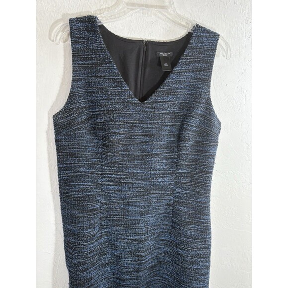 Ann Taylor Petite Womens Sz 10P Blue Black Tweed Lined Sleeveless Sheath Dress - Picture 3 of 7